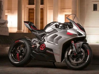 Beste Ducati Panigale V4 V4S Motorrad Verkleidung 2020-2021 - Silber Rot Schwarz