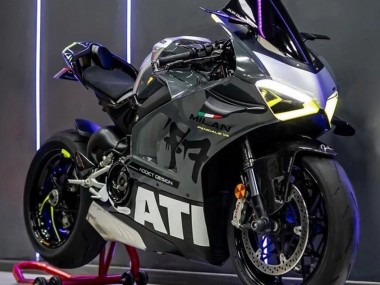 Beste Ducati Panigale V4 V4S Motorrad Verkleidung 2020-2021 - Grau Weiss Gelb Schwarz