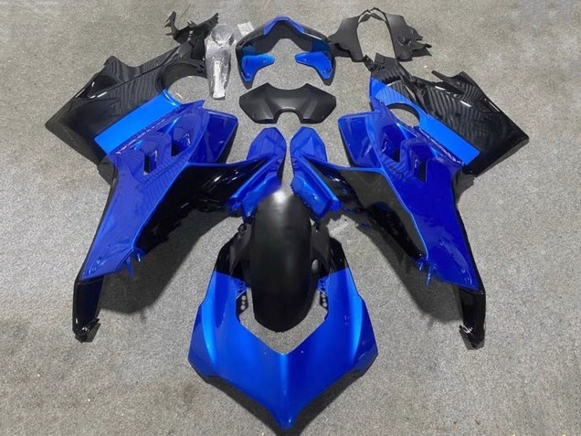 Beste Ducati Panigale V4 V4S Motorrad Verkleidung 2020-2021 - Blau Glanzendes Schwarz