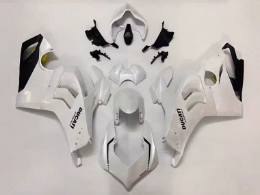 Beste Ducati Panigale V4 V4S Motorrad Verkleidung 2020-2021 - Perl Weiss Glanzendes Schwarz