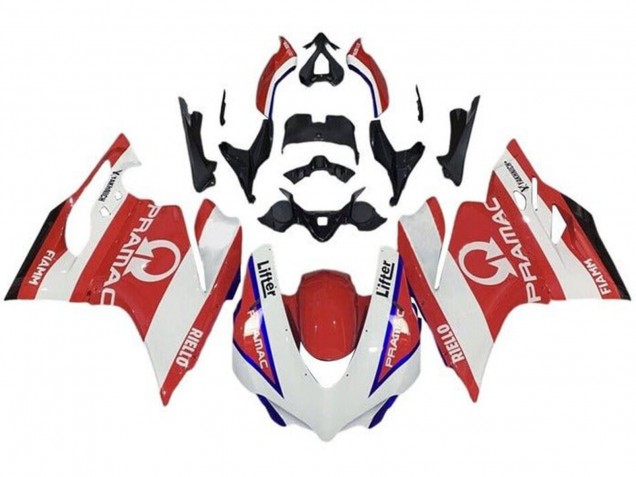 Beste Ducati 959/1299 Motorrad Verkleidung 2015-2020 - Weiss Rot Blau Pramac
