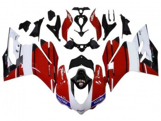 Beste Ducati 959/1299 Motorrad Verkleidung 2015-2020 - Weiss Rot Blau Glanzendes Schwarz Unibat Flex-Box