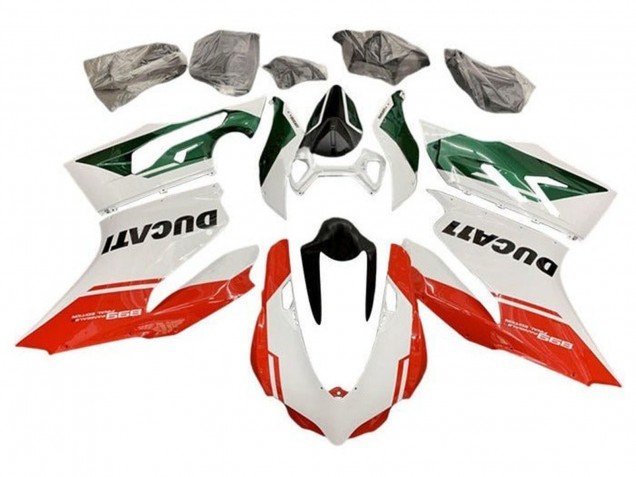 Beste Ducati Panigale 899 Motorrad Verkleidung 2011-2014 - Weiss Grun Rot Streifen