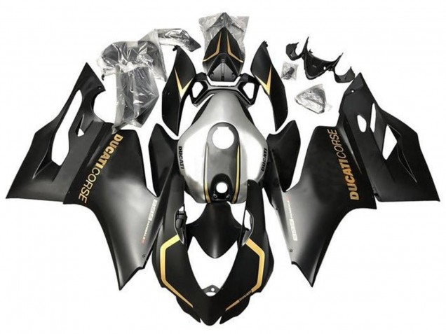 Beste Ducati Panigale 899 Motorrad Verkleidung 2011-2014 - Matt Schwarz Gold Silber Corse