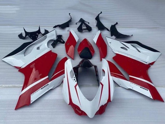 Beste Ducati Panigale 1199 Motorrad Verkleidung 2011-2014 - Weiss Rot Glanzendes Schwarz