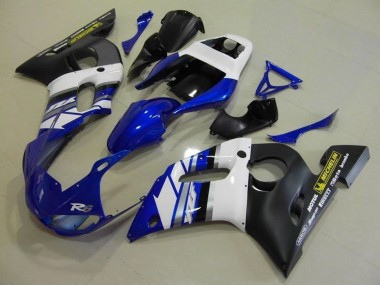 Beste Yamaha YZF R6 Motorrad Verkleidung 1998-2002 - Weiss Blau Matt Schwarz Motul Michelin