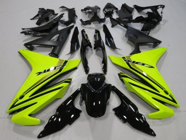 Beste Honda CBR500R Motorrad Verkleidung 2013-2015 - Neon Gelb Glanzendes Schwarz
