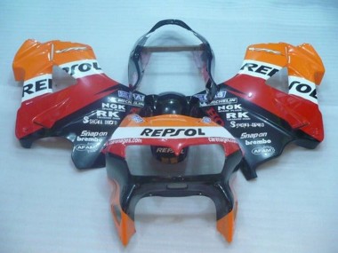 Beste Honda VFR 800 Motorrad Verkleidung 1998-2001 - Orange Weiss Rot Schwarz Repsol