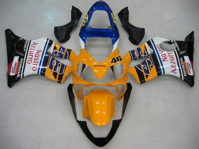 Beste Honda CBR600 F4i Motorrad Verkleidung 2001-2003 - Gelb Weiss Blau Glanzendes Schwarz Nastro Azzurro