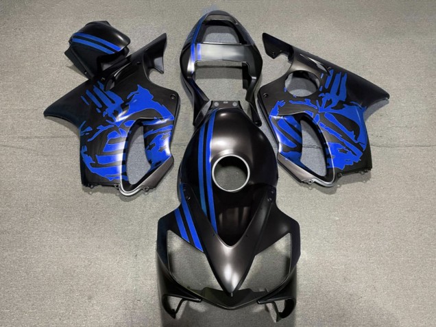 Beste Honda CBR600 F4i Motorrad Verkleidung 2001-2003 - Blau Matt Schwarz Schadel