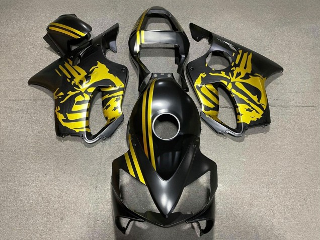 Beste Honda CBR600 F4i Motorrad Verkleidung 2001-2003 - Gold Matt Schwarz Schadel