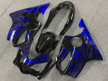 Beste Honda CBR600 F4i Motorrad Verkleidung 2004-2007 - Glanzendes Schwarz Blau Flamme