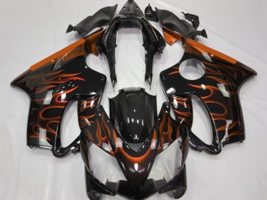 Beste Honda CBR600 F4i Motorrad Verkleidung 2004-2007 - Glanzendes Schwarz Orange Flamme