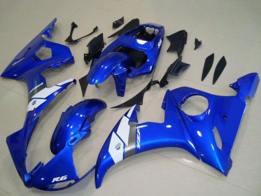 Beste Yamaha YZF R6 Motorrad Verkleidung 2003-2004 - Blau Weiss OEM Stil