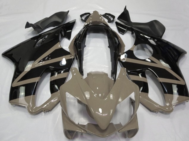 Beste Honda CBR600 F4i Motorrad Verkleidung 2004-2007 - Taupe Braun Glanzendes Schwarz