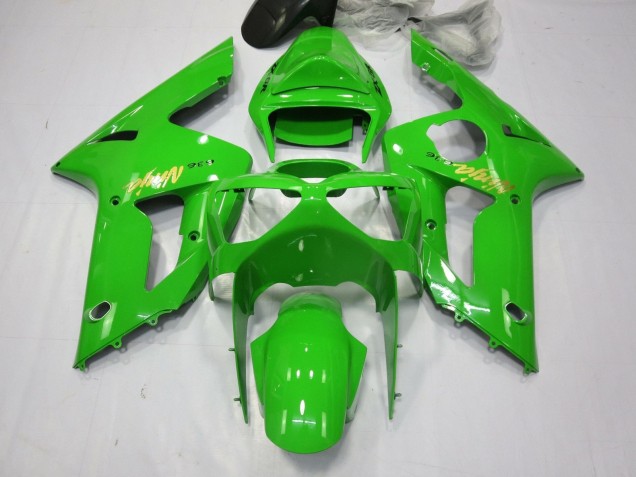 Beste Kawasaki ZX6R Motorrad Verkleidung 2003-2004 - Grun Gold Aufkleber