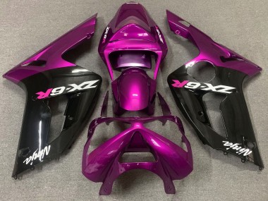 Beste Kawasaki ZX6R Motorrad Verkleidung 2003-2004 - Lila Glanzendes Schwarz