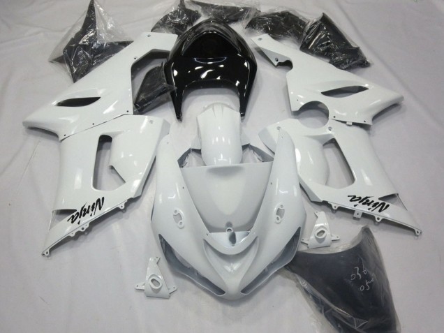 Beste Kawasaki ZX6R Motorrad Verkleidung 2005-2006 - Weiss Schwarz