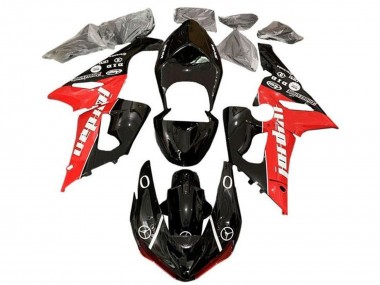 Beste Kawasaki ZX6R Motorrad Verkleidung 2005-2006 - Glanzendes Schwarz Rot Weiss Jordan