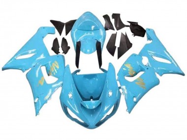 Beste Kawasaki ZX6R Motorrad Verkleidung 2005-2006 - Hellblau Gold