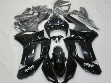 Beste Kawasaki ZX6R Motorrad Verkleidung 2007-2008 - Glanzendes Schwarz Matt Schwarz Weiss Aufkleber