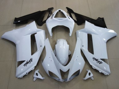 Beste Kawasaki ZX6R Motorrad Verkleidung 2007-2008 - Weiss Schwarz