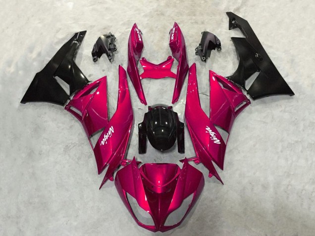 Beste Kawasaki ZX6R Motorrad Verkleidung 2009-2012 - Bonbon Rot Glanzendes Schwarz