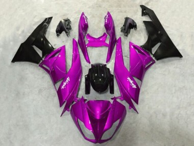 Beste Kawasaki ZX6R Motorrad Verkleidung 2009-2012 - Lila Glanzendes Schwarz