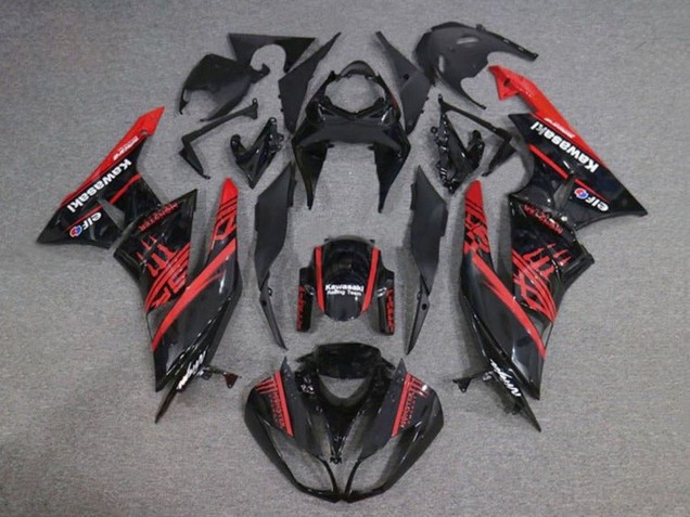 Beste Kawasaki ZX6R Motorrad Verkleidung 2009-2012 - Glanzendes Schwarz Rot Monster
