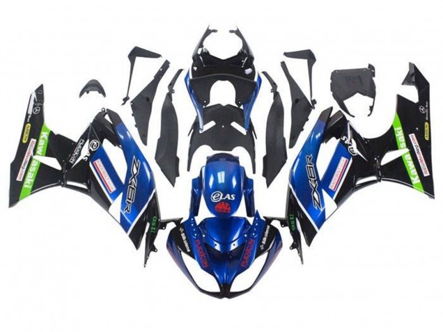 Beste Kawasaki ZX6R Motorrad Verkleidung 2009-2012 - Blau Glanzendes Schwarz Rot Grun