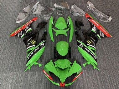 Beste Kawasaki ZX6R Motorrad Verkleidung 2009-2012 - Grun Glanzendes Schwarz Rot Gelb Monster Motocard