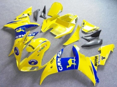 Beste Yamaha YZF R6 Motorrad Verkleidung 2003-2004 - Gelb Blau Kamel Motul