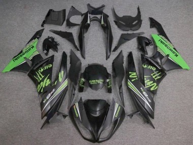 Beste Kawasaki ZX6R Motorrad Verkleidung 2009-2012 - Matt Schwarz Grun Monster