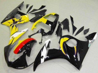 Beste Yamaha YZF R6 Motorrad Verkleidung 2003-2004 - Gelb Rot Glanzendes Schwarz