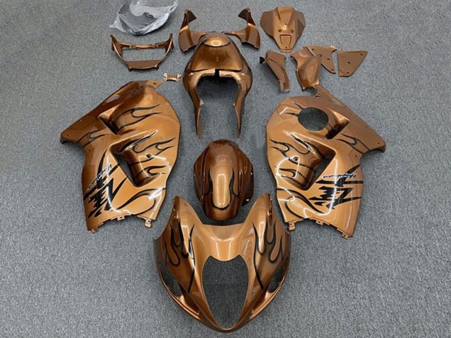 Beste Suzuki GSXR 1300 Hayabusa Motorrad Verkleidung 1996-2007 - Braun Bronze Schwarz Flamme