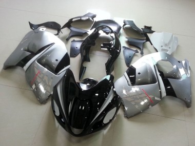 Beste Suzuki GSXR 1300 Hayabusa Motorrad Verkleidung 1996-2007 - Glanzendes Schwarz Silber Chrome