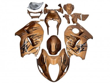 Beste Suzuki GSXR 1300 Hayabusa Motorrad Verkleidung 2008-2020 - Bronze Schwarz Flamme