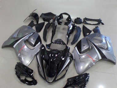 Beste Suzuki GSXR 1300 Hayabusa Motorrad Verkleidung 2008-2020 - Glanzendes Schwarz Silber Chrome