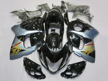 Beste Suzuki GSXR 1300 Hayabusa Motorrad Verkleidung 2008-2020 - Glanzendes Schwarz Hellblau Gold