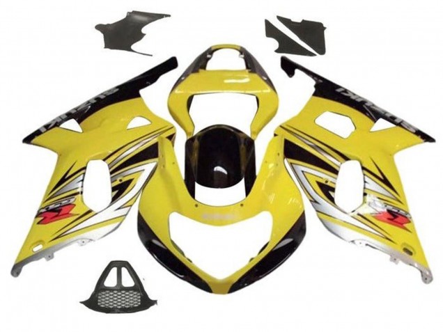 Beste Suzuki GSXR1000 Motorrad Verkleidung 2000-2002 - Gelb Silber Glanzendes Schwarz