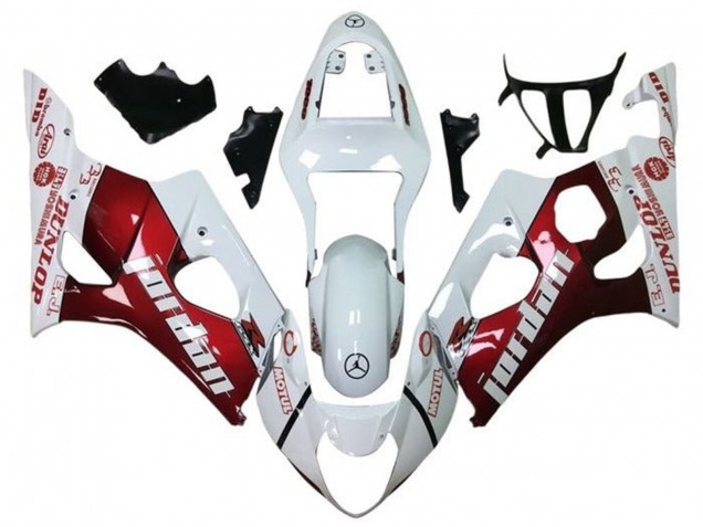 Beste Suzuki GSXR 1000 Motorrad Verkleidung 2003-2004 - Weiss Rot Jordan