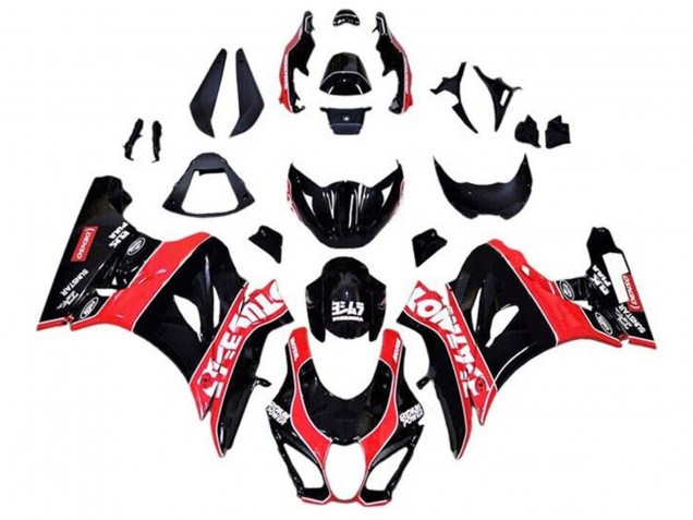Beste Suzuki GSXR1000 Motorrad Verkleidung 2017-2024 - Glanzendes Schwarz Rot Weiss PinStreifen