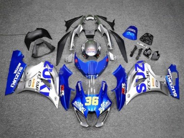 Beste Suzuki GSXR1000 Motorrad Verkleidung 2017-2024 - Blau Silber Ecstar 36