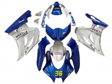 Beste Suzuki GSXR1000 Motorrad Verkleidung 2017-2024 - Blau Silber Motul 36
