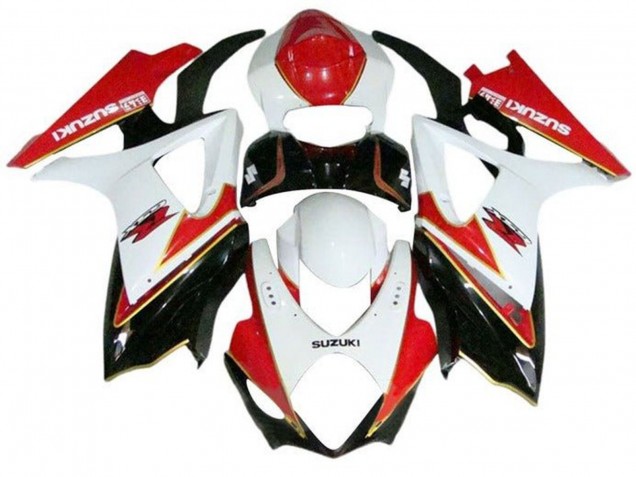 Beste Suzuki GSXR 1000 Motorrad Verkleidung 2007-2008 - Weiss Rot Gold Schwarz