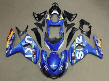Beste Suzuki GSXR 1000 Motorrad Verkleidung 2009-2016 - Blau Weiss Gelb Streifen