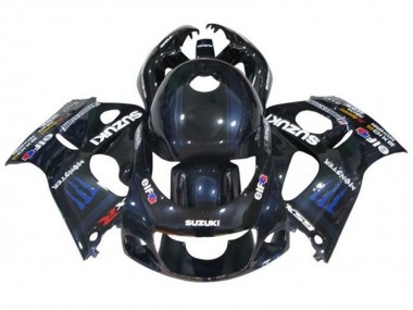 Beste Suzuki GSXR 600 / GSXR 750 Motorrad Verkleidung 1996-2000 - Schwarz Dunkel blau Monster