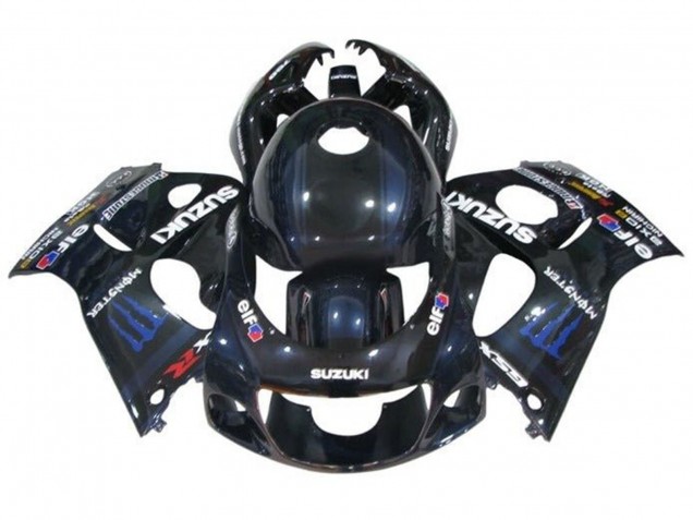 Beste Suzuki GSXR 600 / GSXR 750 Motorrad Verkleidung 1996-2000 - Schwarz Dunkel blau Monster
