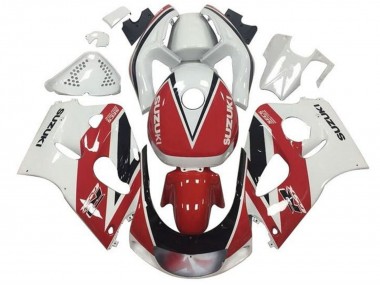Beste Suzuki GSXR 600 / GSXR 750 Motorrad Verkleidung 1996-2000 - Rot Weiss Schwarz Streifen