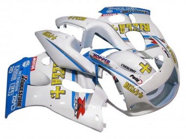 Beste Suzuki GSXR 600 / GSXR 750 Motorrad Verkleidung 1996-2000 - Weiss Blau Gelb Rizla